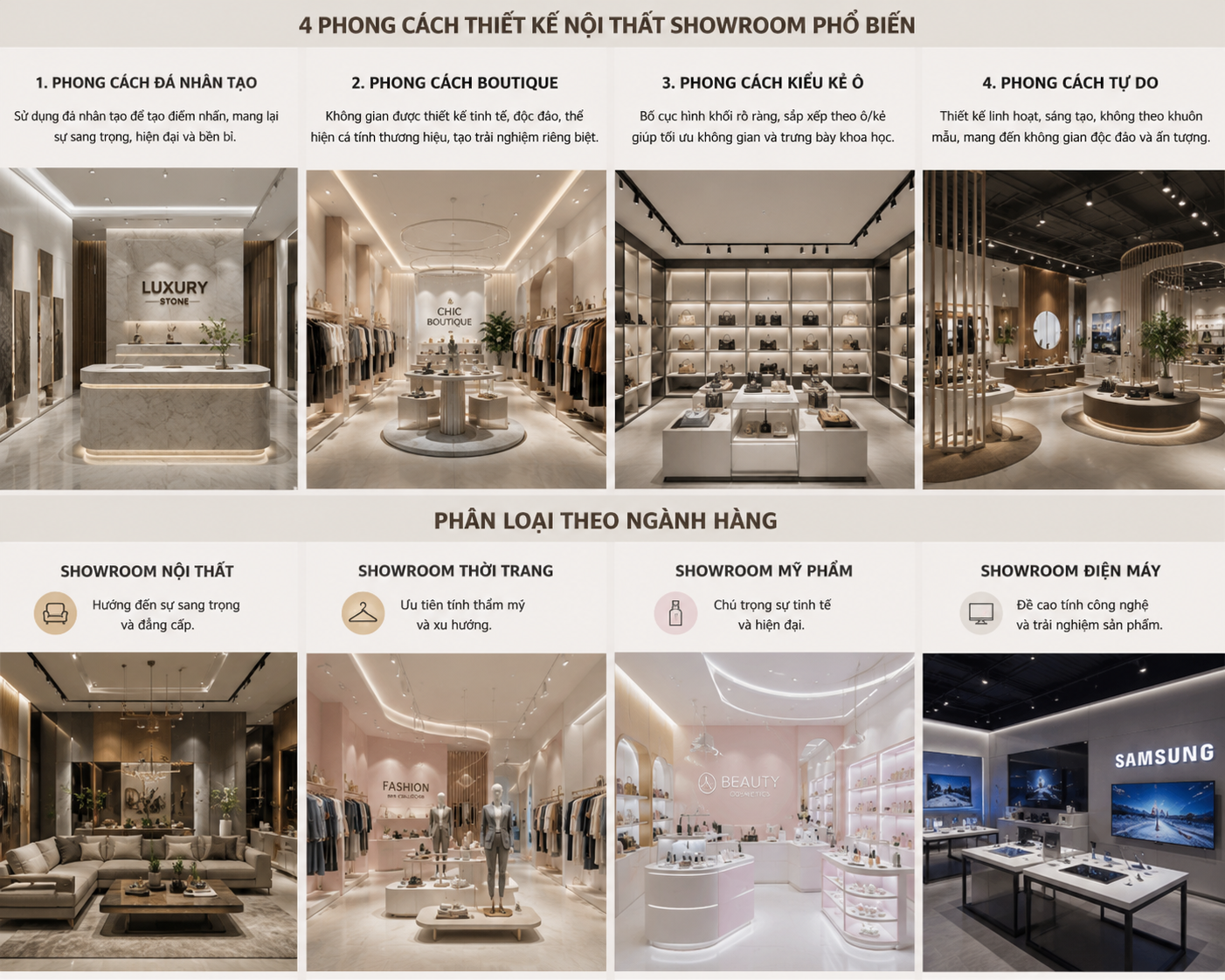 4 phong cách thiết kế showroom phổ biến 