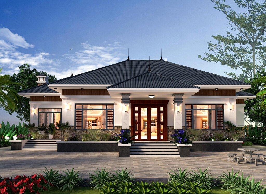 Mẫu nhà vườn mái Nhật 1 tầng hiện đại tại Đắk Nông