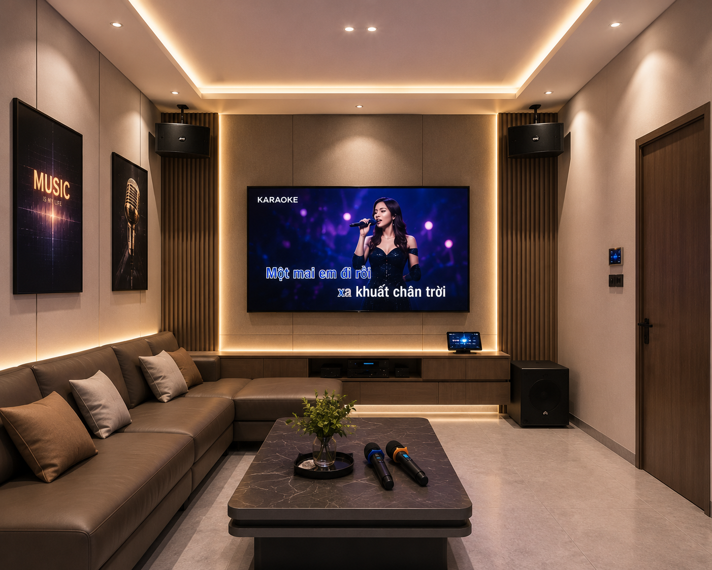 Karaoke phòng cách tối giản 
