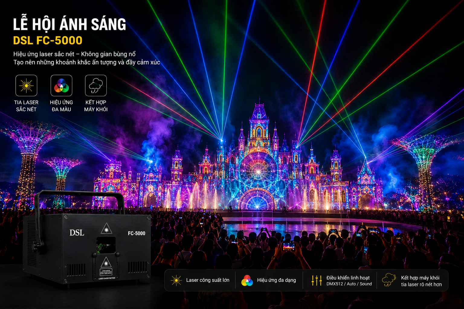 Hiệu ứng laser sắc nét không gian bùng nổ 