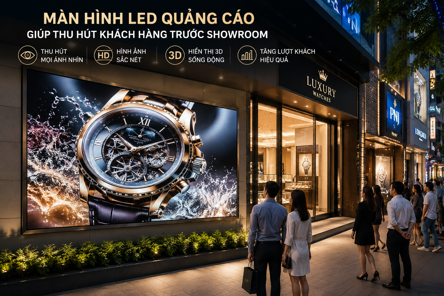 Màn hình LED quảng cáo giúp thu hút khách hàng trước showroom