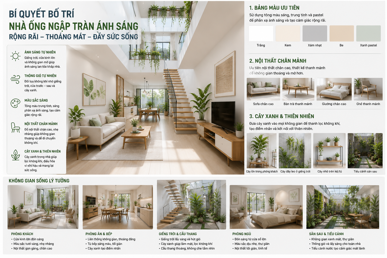 Sử sụng màu sắc và nội thất giúp mở rộng không gian 