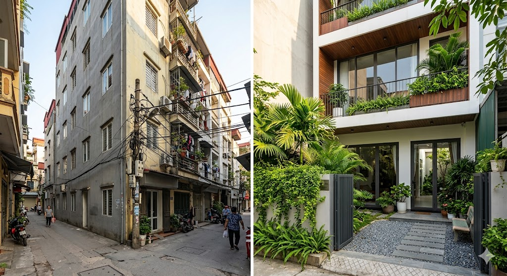 Thiết Kế tạo khoảng lùi cho kiến trúc