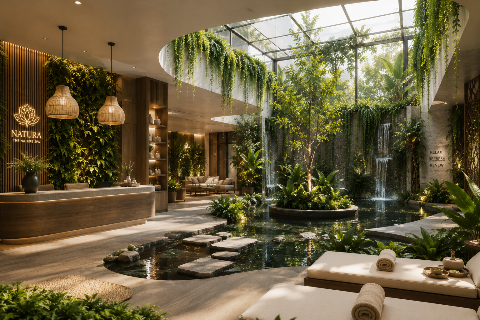Thiết kế spa Biophilic hiện đại năm 2026