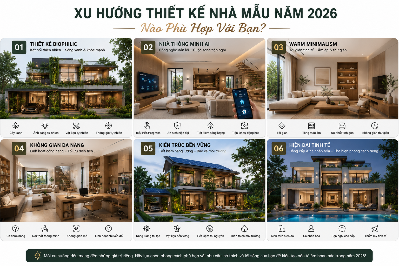  Tổng hợp nhiều phong cách nhà hiện đại năm 2026