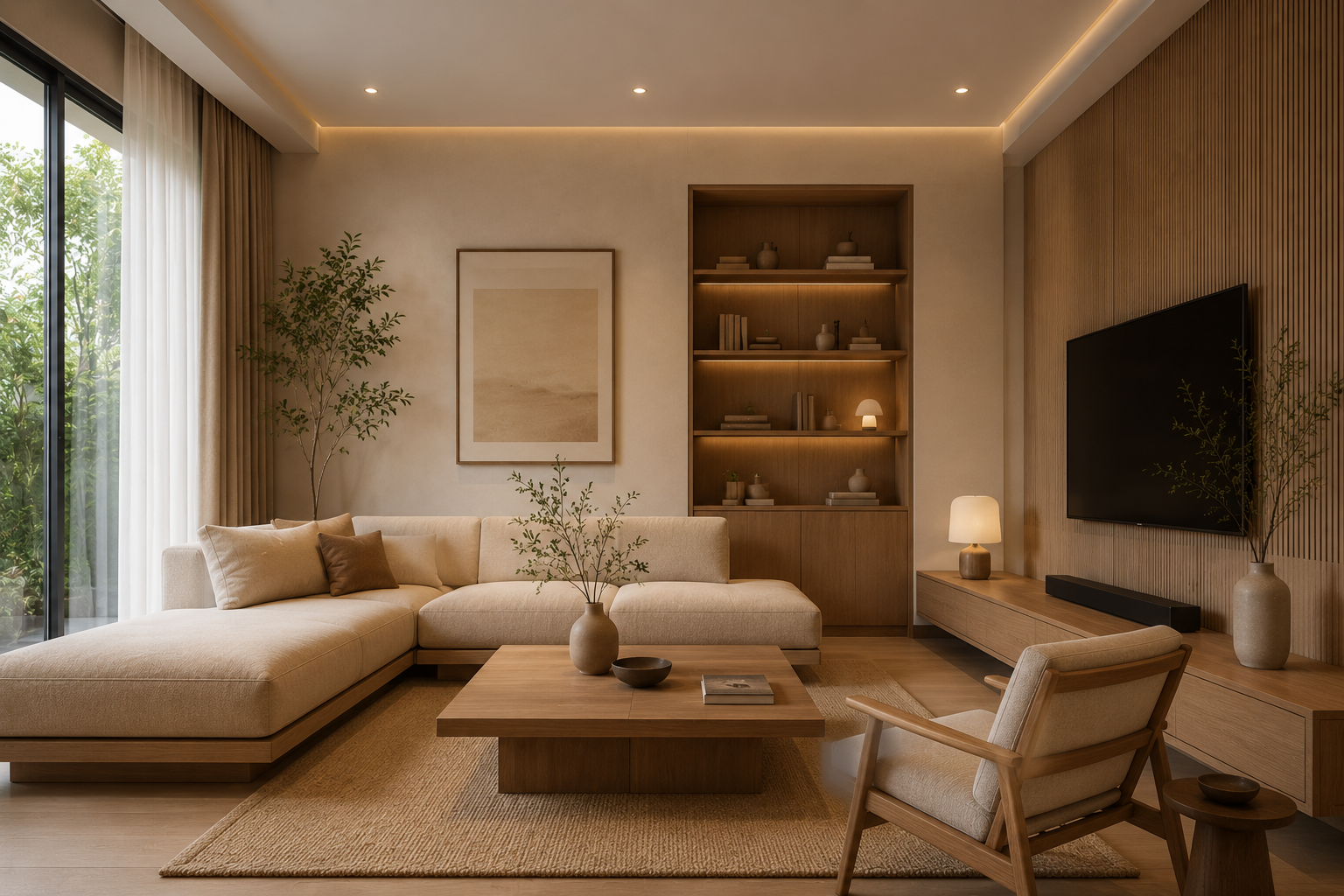 Nội thất Warm Minimalism trong nhà hiện đại 2026