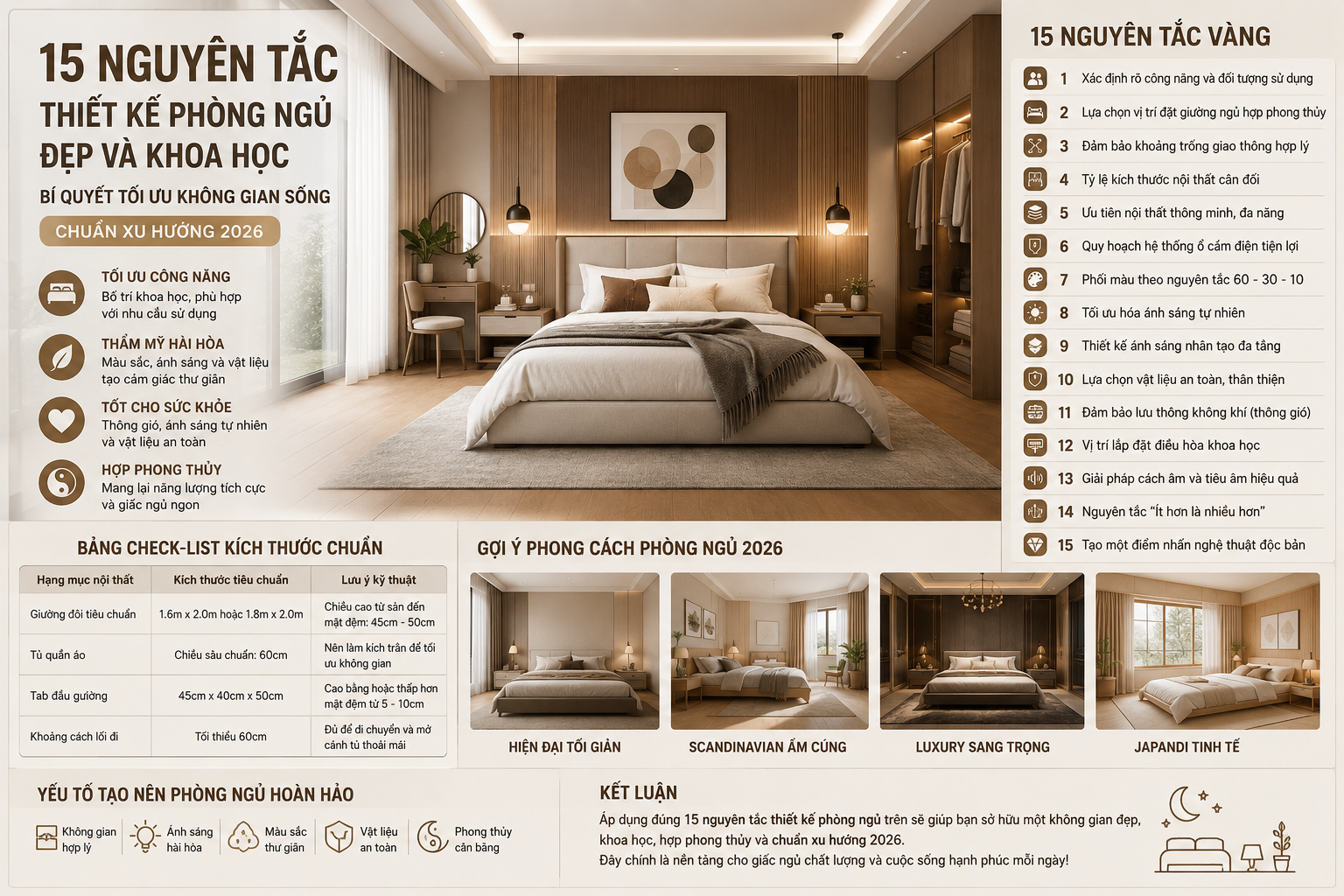 15 nguyên tắc thiết kế phòng ngủ đẹp và khoa học 