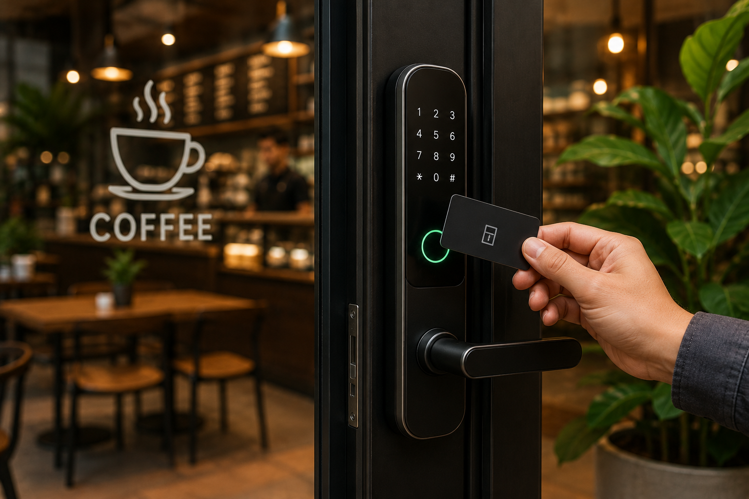 Khóa cửa thông minh cho quán cà phê