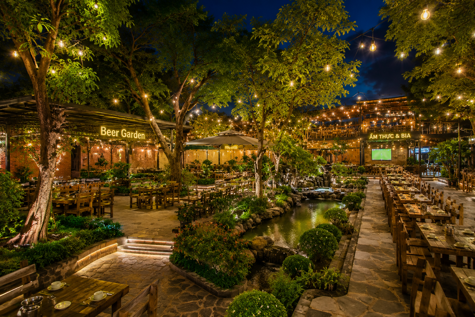 Thiết kế quán nhậu Garden hiện đại