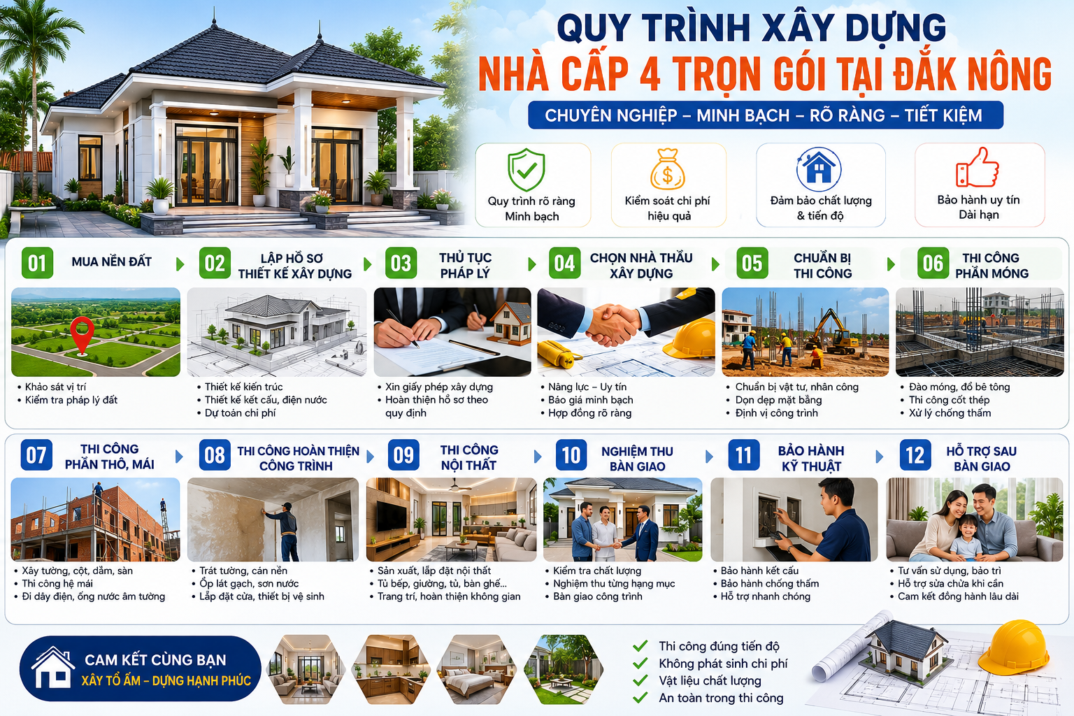 Quy trình xây dựng trọn gói nhà cấp 4 